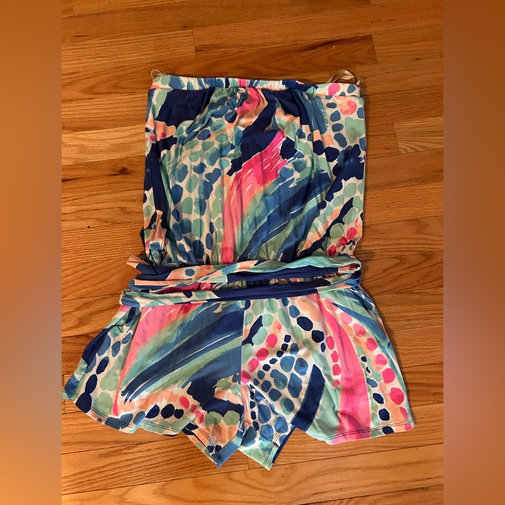 Lilly Pulitzer Colorful Abstract Strapless Romper